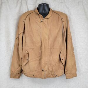 Guado Vintage Italian Tan Leather Bomber Jacket SEE WEAR NOTES